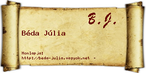 Béda Júlia névjegykártya